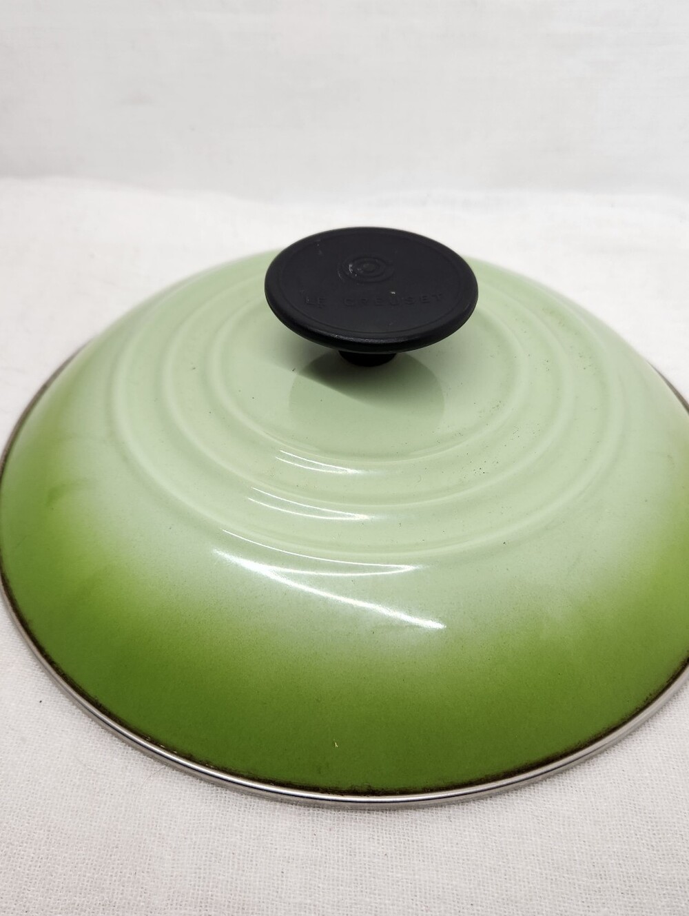 VTG Le Creuset Enamel on Steel Stockpot 6 Qt Green Black Lid Only Palm Ombre